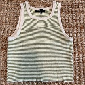 Kendall and Kylie Pacsun Green and cream white striped tank top crop top Y2k